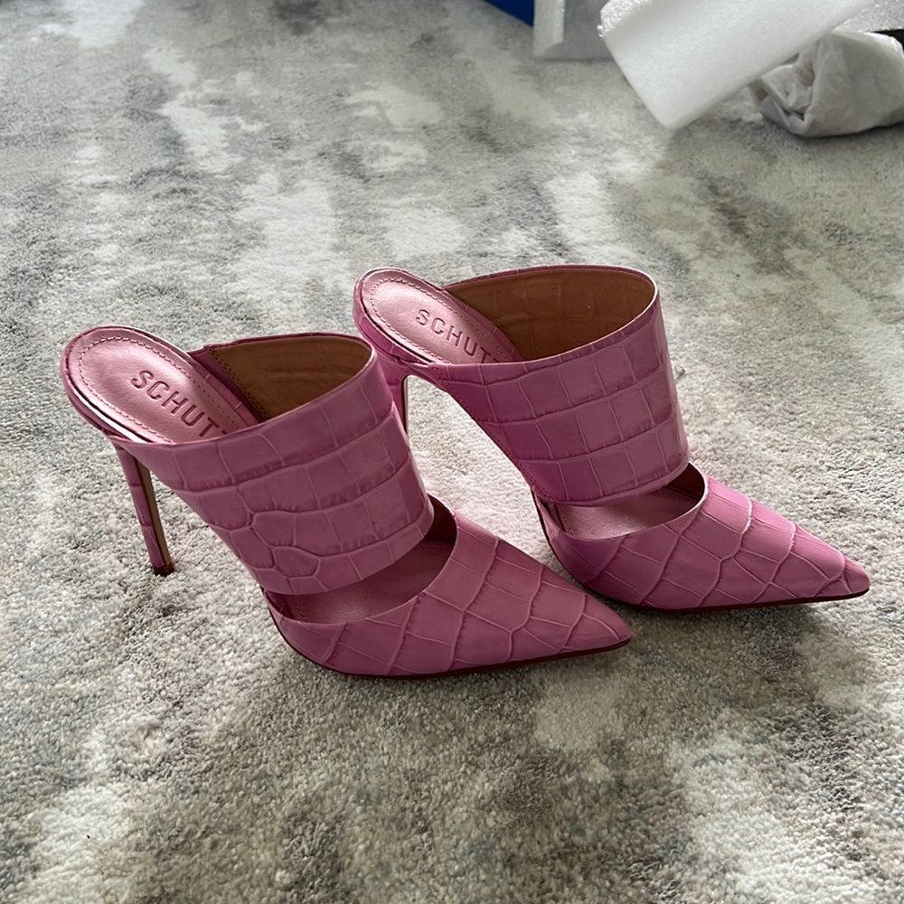 Pink Schutz mules